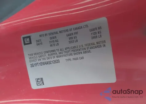 2010 Chevrolet Camaro 2Ss from USA, damaged, VIN 2G1FT1EW4A9212629